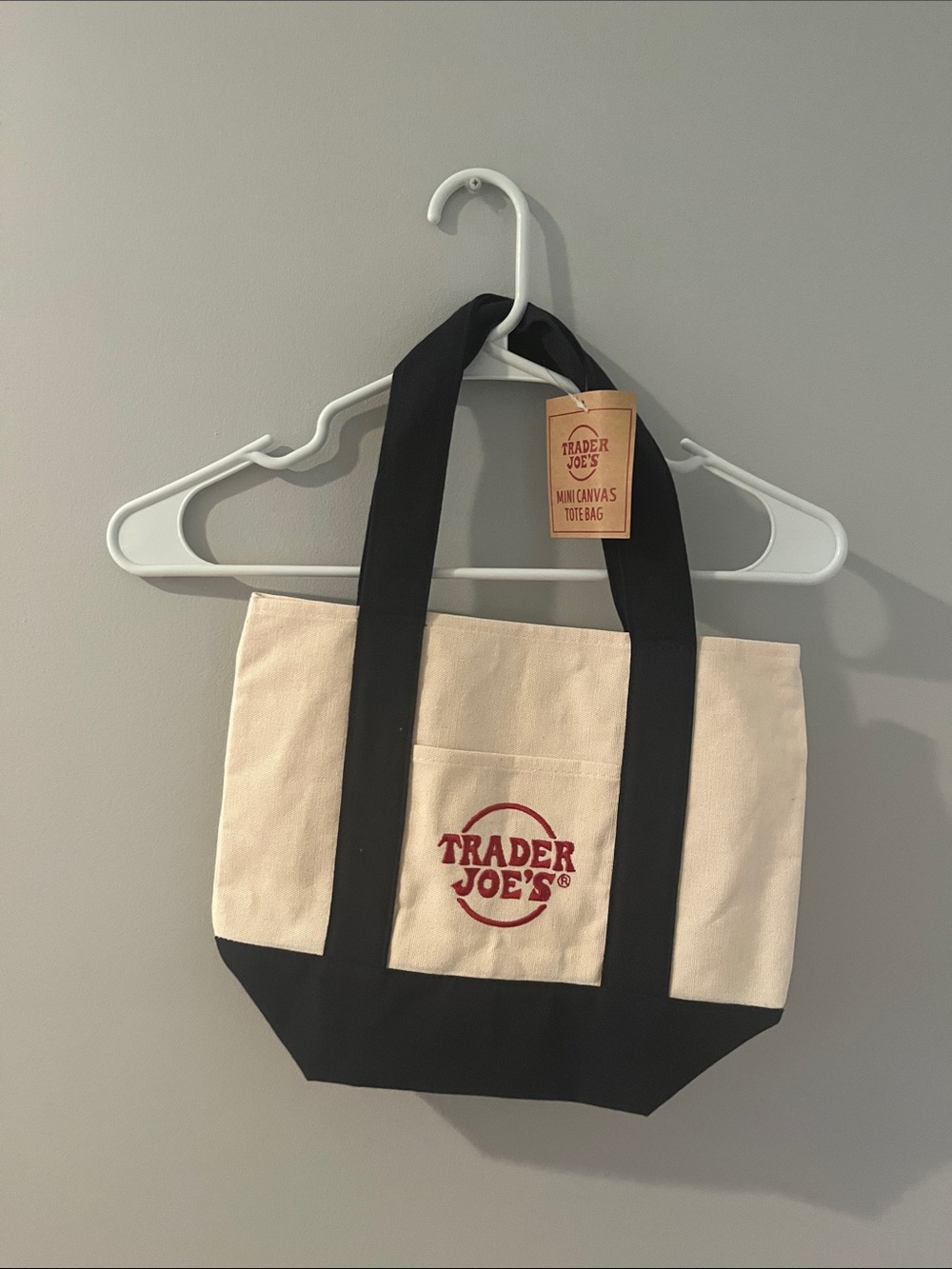 Trader Joe’s Navy blue and cream Canvas Tote Bag with Black Trim